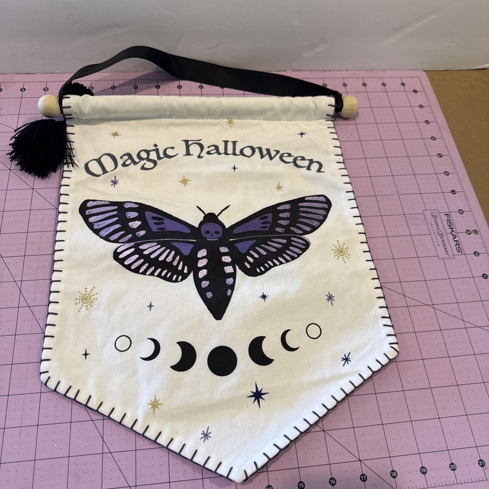 Way To Celebrate Halloween Purple &‎ White Printed Fabric Banner Wall Decor